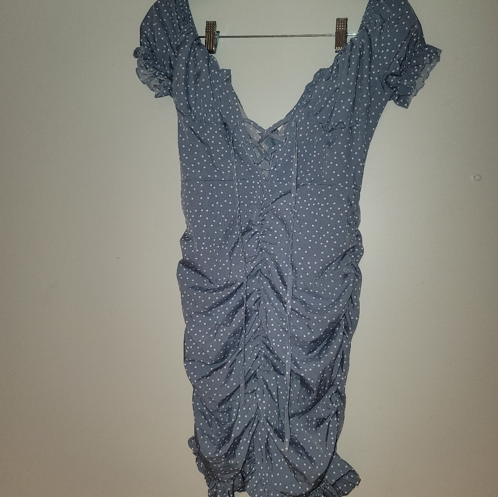 Blue Polka dot ruffled dress